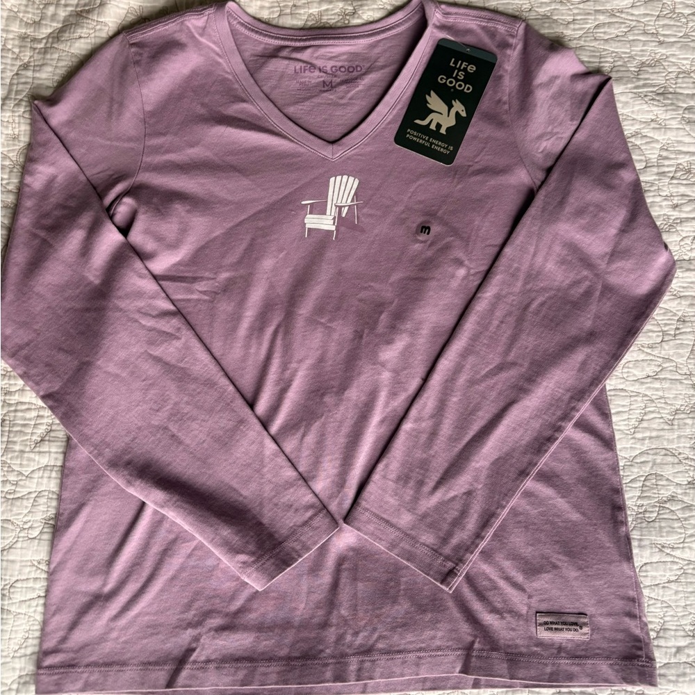 Longsleeve Adirondack Crusher Tee by Life is Good—Lilac - Picture 2 of 6